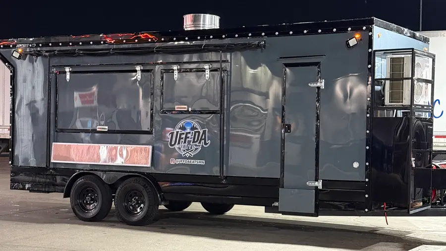 The Uff-Da Eats trailer at night